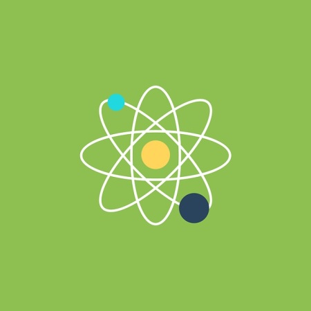 A cartoon depiction of some atoms