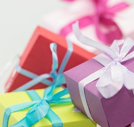 Christmas gifts in multicoloured boxes