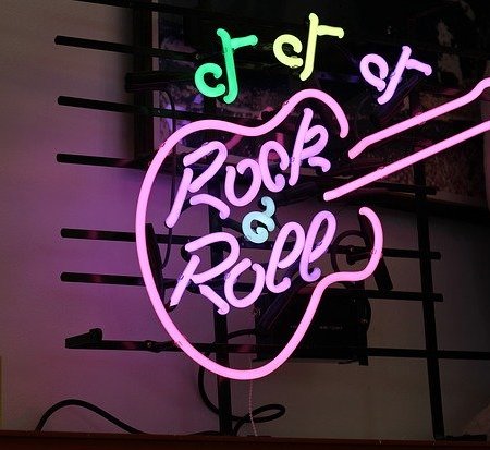 Rock and roll guitar sign
