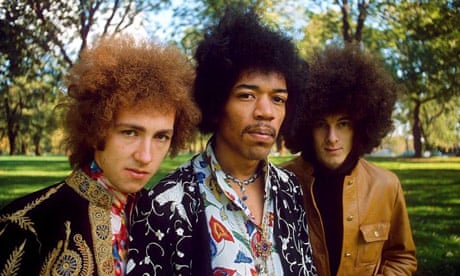 Jimi Hendrix with drummer MItch Mitchell and the bassist