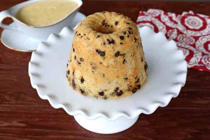 A spotted dick sponge pudding