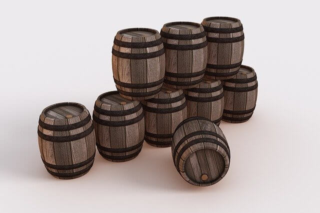 Barrels lined up in a row