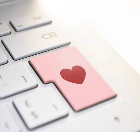 A love heart on a keyboard enter key