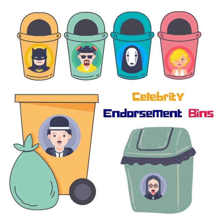 Celebrity endorsement bins